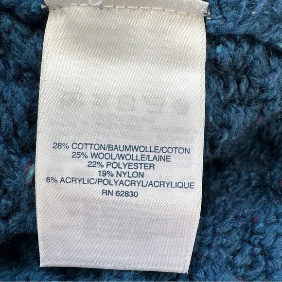 Lands' End Women's Blue Cable Knit Sweater, high-low hem, loose fit - Picture 8 of 9